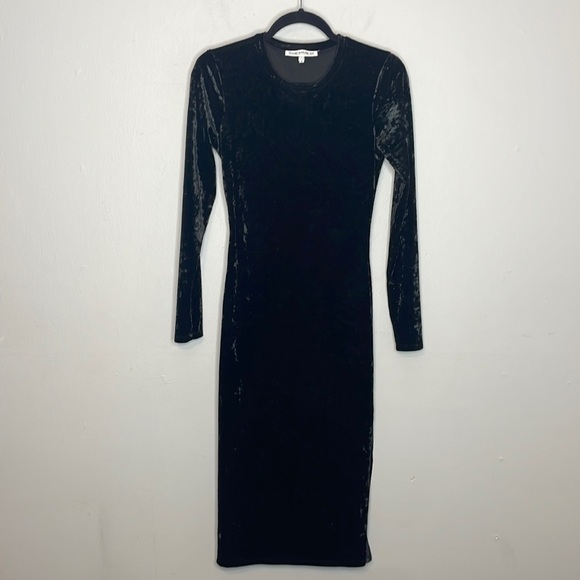 SOLD Good‎ American | Side Slit Long Sleeve Velvet Midi Dress Size Small - Picture 2 of 8